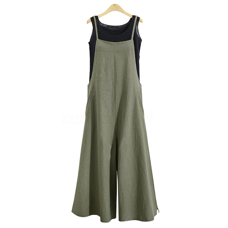 Macacão Casual Feminino Oversized Sem Mangas