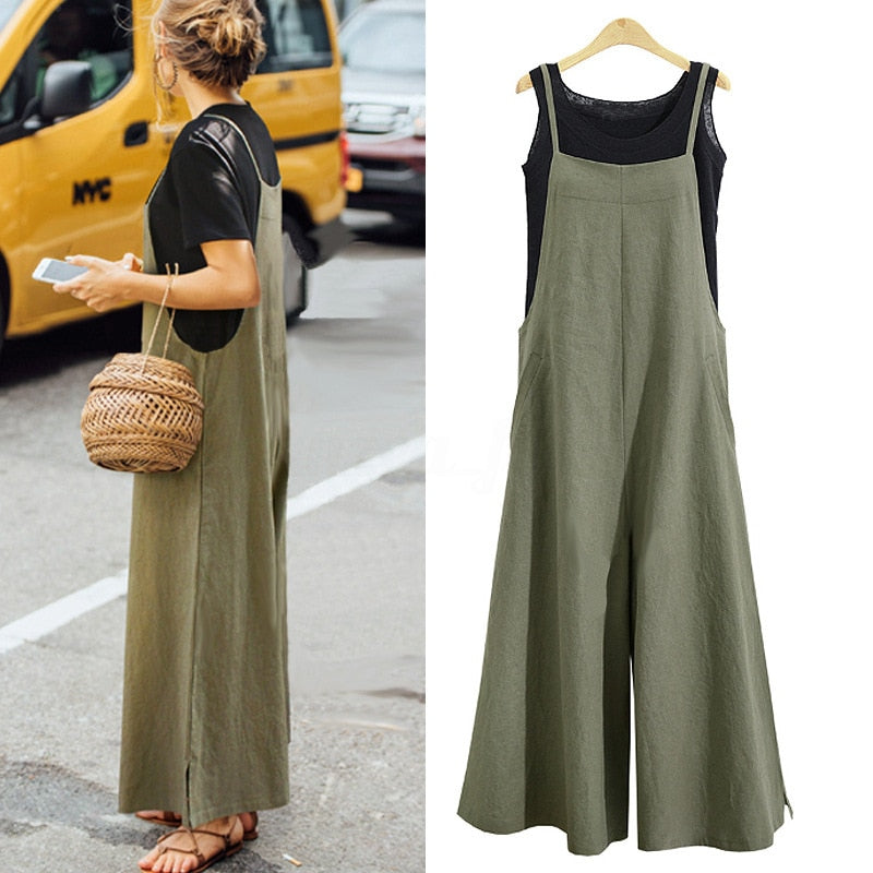 Macacão Casual Feminino Oversized Sem Mangas
