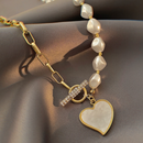 Colar de Coração e Pérola Bruta