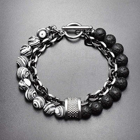 Pulseira Masculina de Metal e Pedras - Olho do Tigre