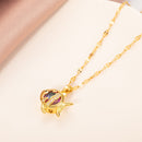 Colar Peixe de Cristais Banhado a Ouro 18K