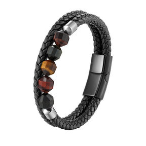 Pulseira Olhos de Tigre - Couro Genuíno