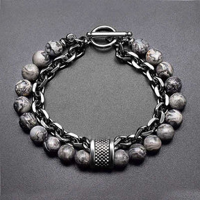 Pulseira Masculina de Metal e Pedras - Olho do Tigre