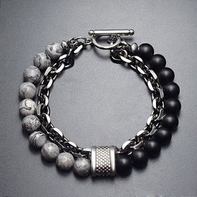 Pulseira Masculina de Metal e Pedras - Olho do Tigre
