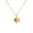 Colar Peixe de Cristais Banhado a Ouro 18K