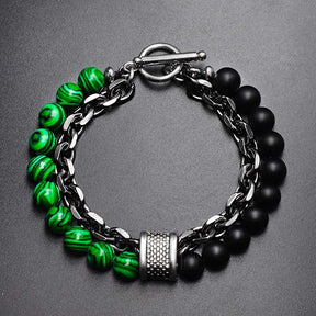 Pulseira Masculina de Metal e Pedras - Olho do Tigre