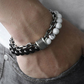Pulseira Masculina de Metal e Pedras - Olho do Tigre