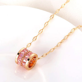 Colar Cilindro de Cristais Banhado a Ouro 18K