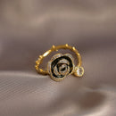 Anel de Cristal Rosa Negra