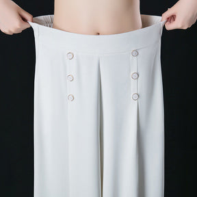 Calça de Seda Longa com Cós Alto Moda Verão 2023