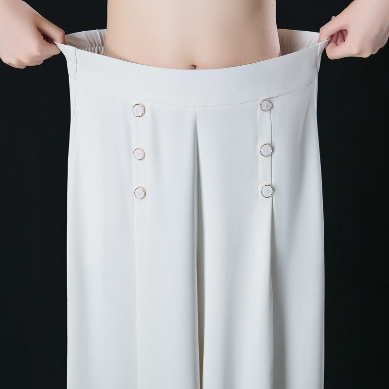 Calça de Seda Longa com Cós Alto Moda Verão 2023
