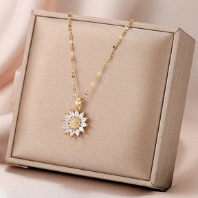 Colar de Girassol Banhado a Ouro 18K
