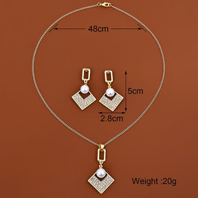 Conjunto Colar e Brinco Prata 925 e Pingente de Pérola