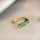 Anel Verdiana Esmeralda e Banhado 18K