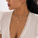 Conjunto 3 Colares Coração Pérola e Ouro 18k