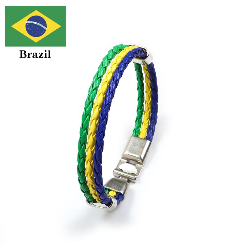 Pulseira de Couro Vários Países
