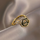 Anel de Cristal Rosa Negra