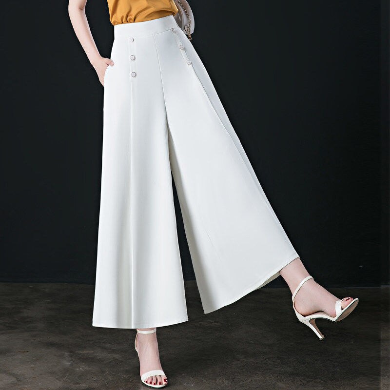 Calça de Seda Longa com Cós Alto Moda Verão 2023
