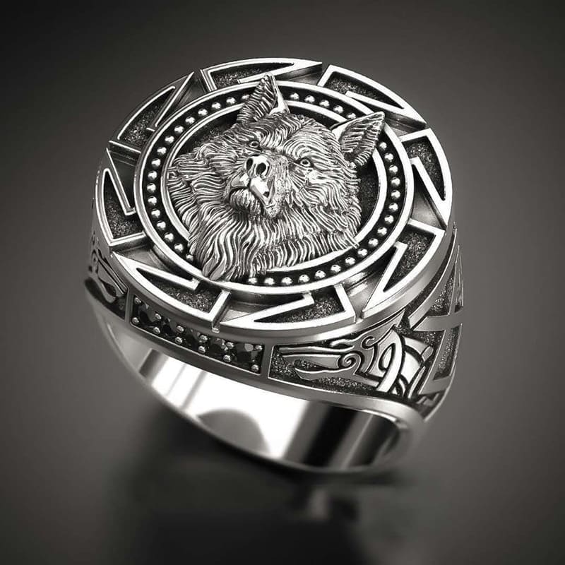 Anel Masculino Lobo Viking Vintage