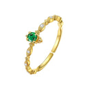 Anel Solitário Esmeralda e Prata Esterlina 925