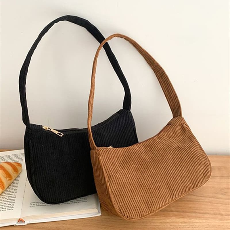 Bolsa de Ombro Pequena de Veludo Casual