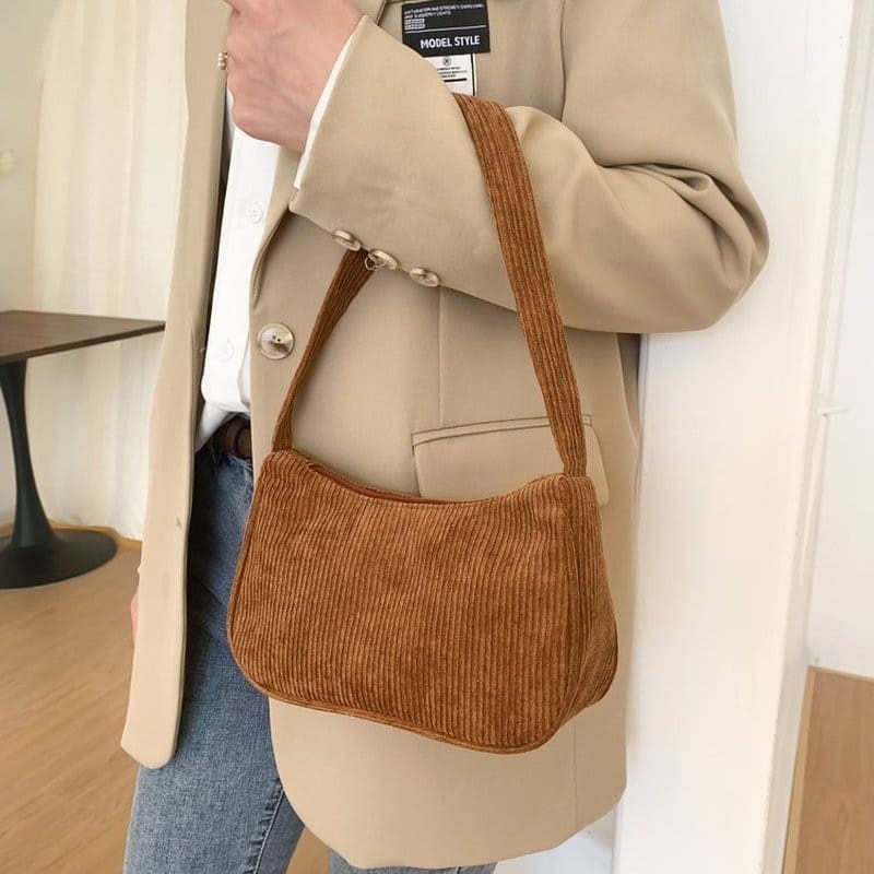 Bolsa de Ombro Pequena de Veludo Casual