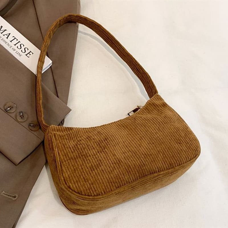 Bolsa de Ombro Pequena de Veludo Casual