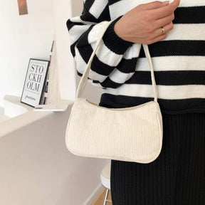 Bolsa de Ombro Pequena de Veludo Casual