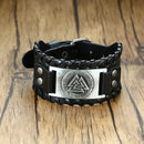 Bracelete de Couro Viking - Valknut Odin