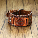 Bracelete de Couro Viking - Valknut Odin