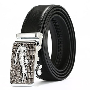 Cinto Masculino de Couro Fivela Automática Jacaré