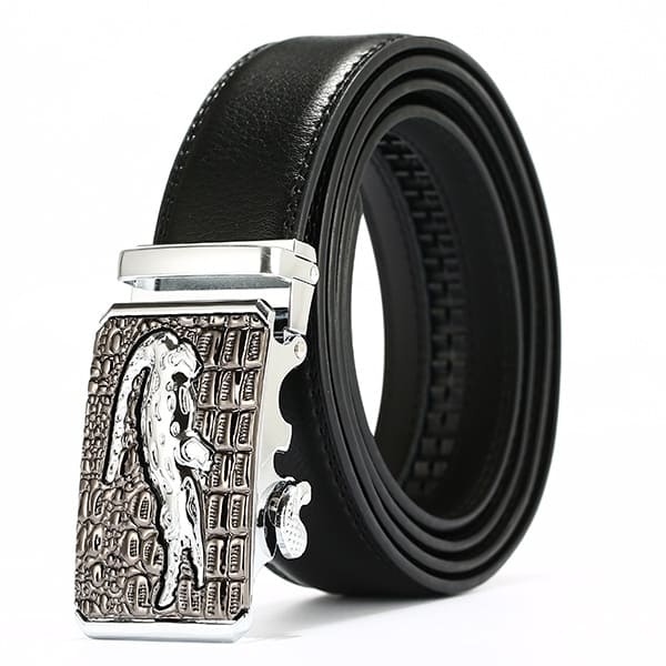 Cinto Masculino de Couro Fivela Automática Jacaré