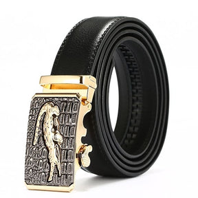 Cinto Masculino de Couro Fivela Automática Jacaré