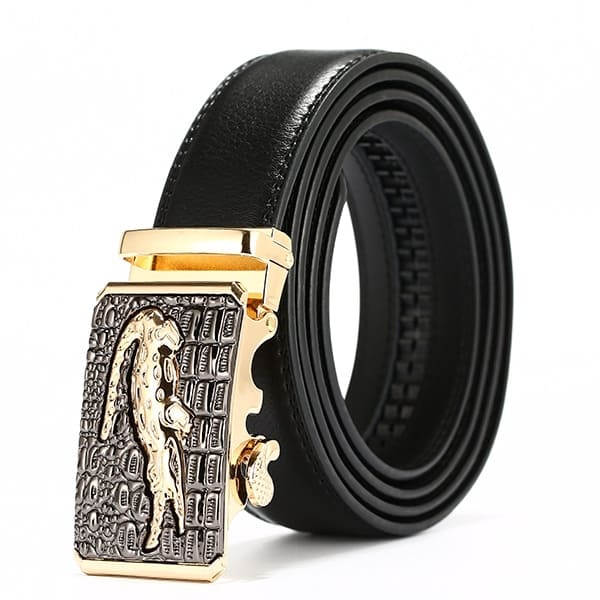Cinto Masculino de Couro Fivela Automática Jacaré