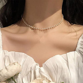 Colar Pequenas Pérolas e Ouro 18K