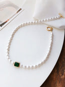 Colar Esmeralda e Pérolas