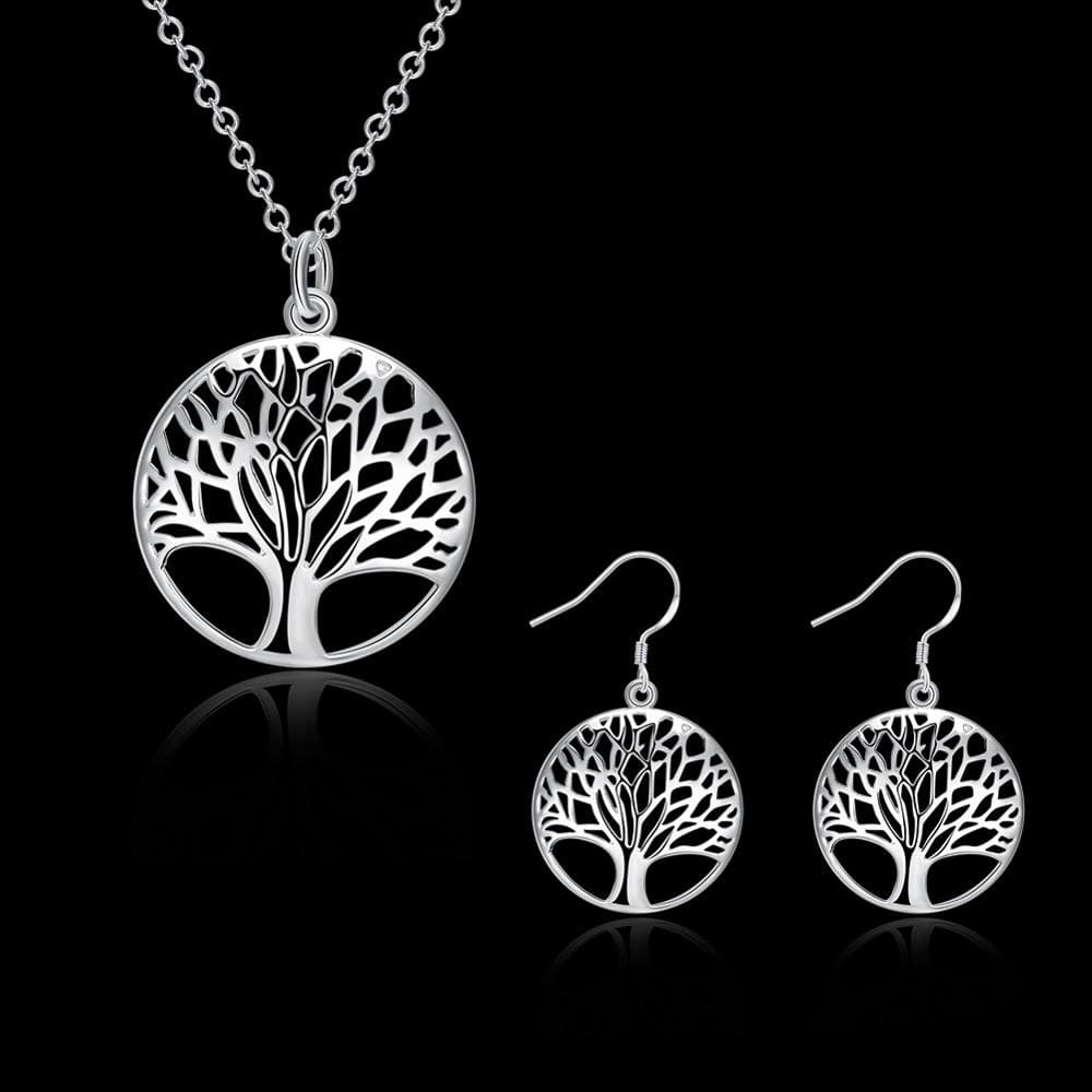 Conjunto Colar e Brincos de Prata 925 - Árvore da Vida