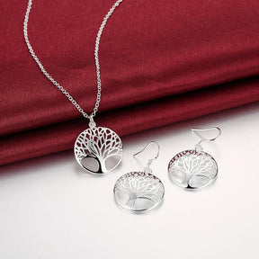 Conjunto Colar e Brincos de Prata 925 - Árvore da Vida