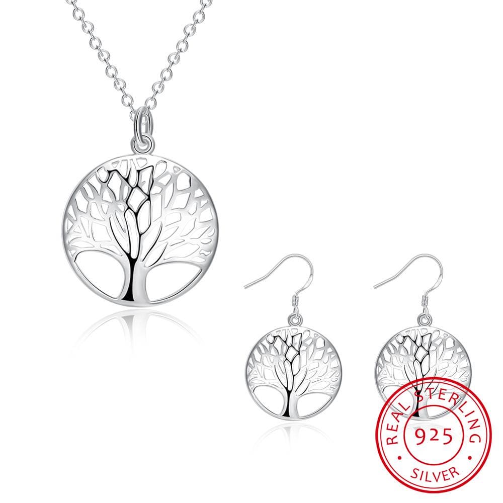 Conjunto Colar e Brincos de Prata 925 - Árvore da Vida