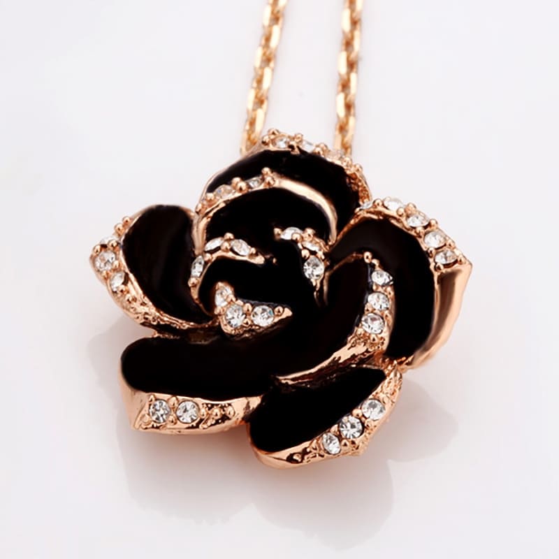 Conjunto Colar e Brincos - Rosa Negra