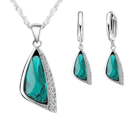Conjunto de Prata 925 - Brincos e Colar Zircônia