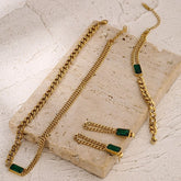 Conjunto Prime Esmeralda - Brinco, Colar e Pulseira