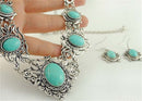 Conjunto de Joias Colar e Brincos - Turquesa Tibetana
