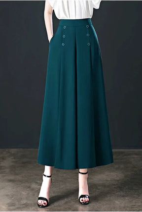 Calça de Seda Longa com Cós Alto Moda Verão 2023