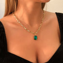 Colar de Esmeralda Banhado a Ouro 18K