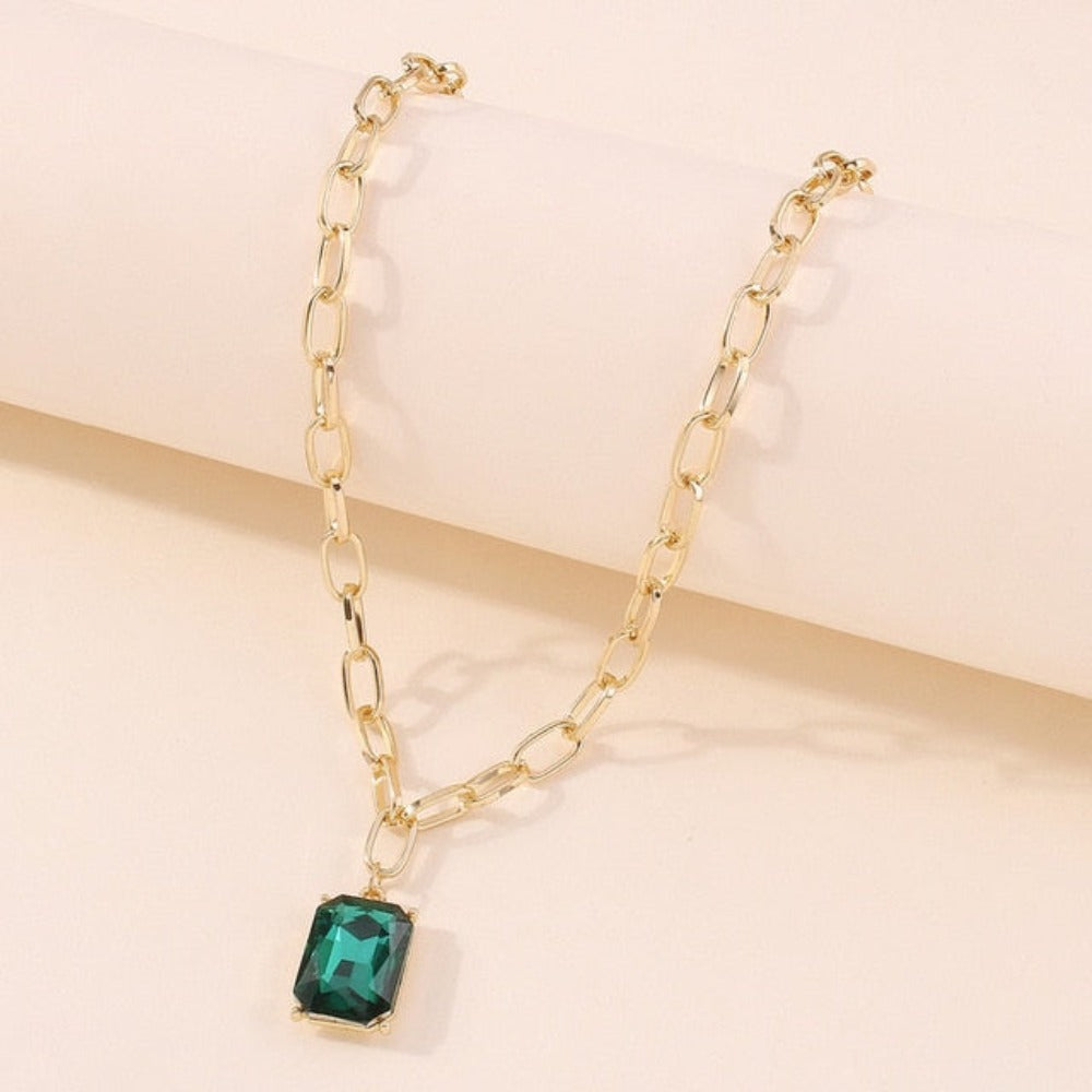 Colar de Esmeralda Banhado a Ouro 18K